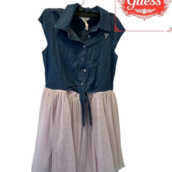 Guess Kids Denim and Pink Tulle Dress - Picture 1 of 6